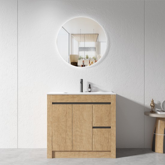BC7 900mmx460mmx850mm Plywood Floor Standing Vanity with Ceramic Basin